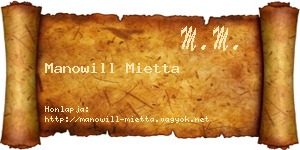 Manowill Mietta névjegykártya